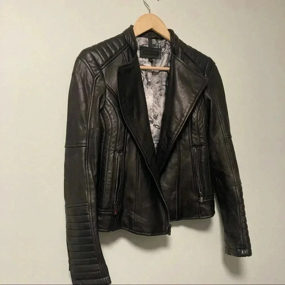 Black Rivet black leather motorbike  jacket - Picture 2 of 7